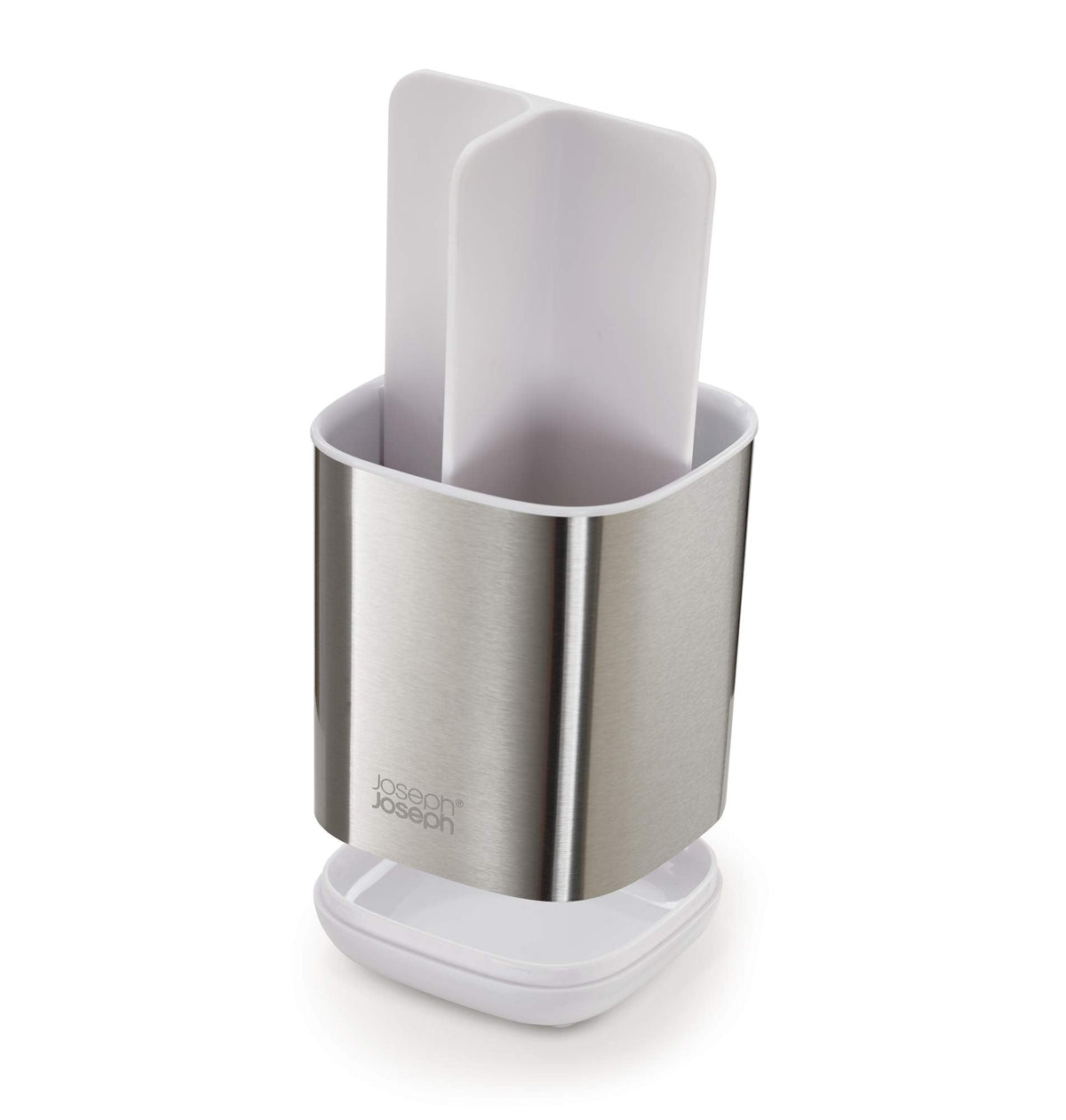 Joseph Joseph EasyStore Stainless-Steel Toothbrush Holder Bathroom Storage Countertop Organizer Caddy, Small