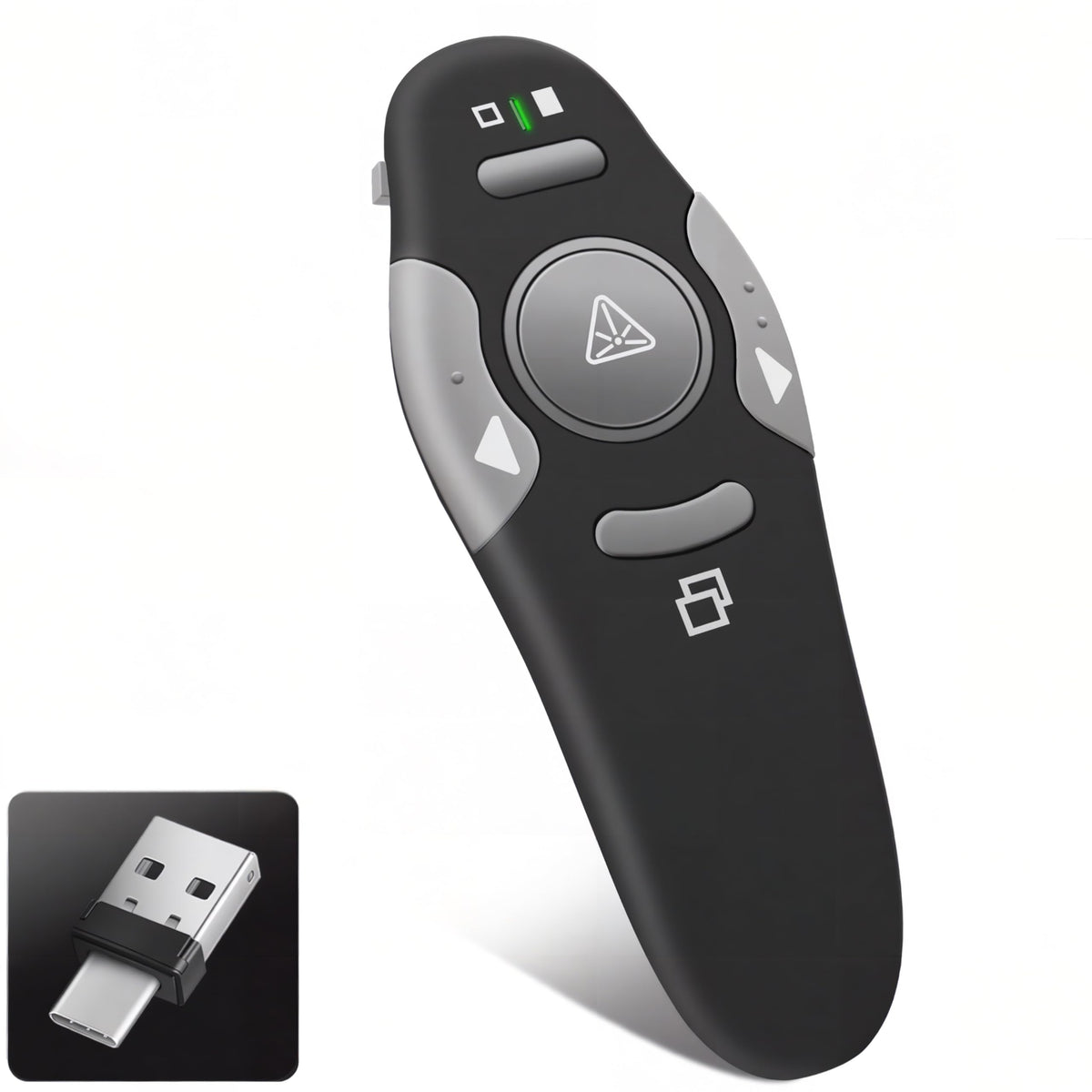 Presentation Clicker Remote, Type C&USB Wireless Presenter, PowerPoint Clicker, Slide Advancer Control for Mac︱ Windows︱ Laptop, Support PPT︱Keynote︱Google Slides