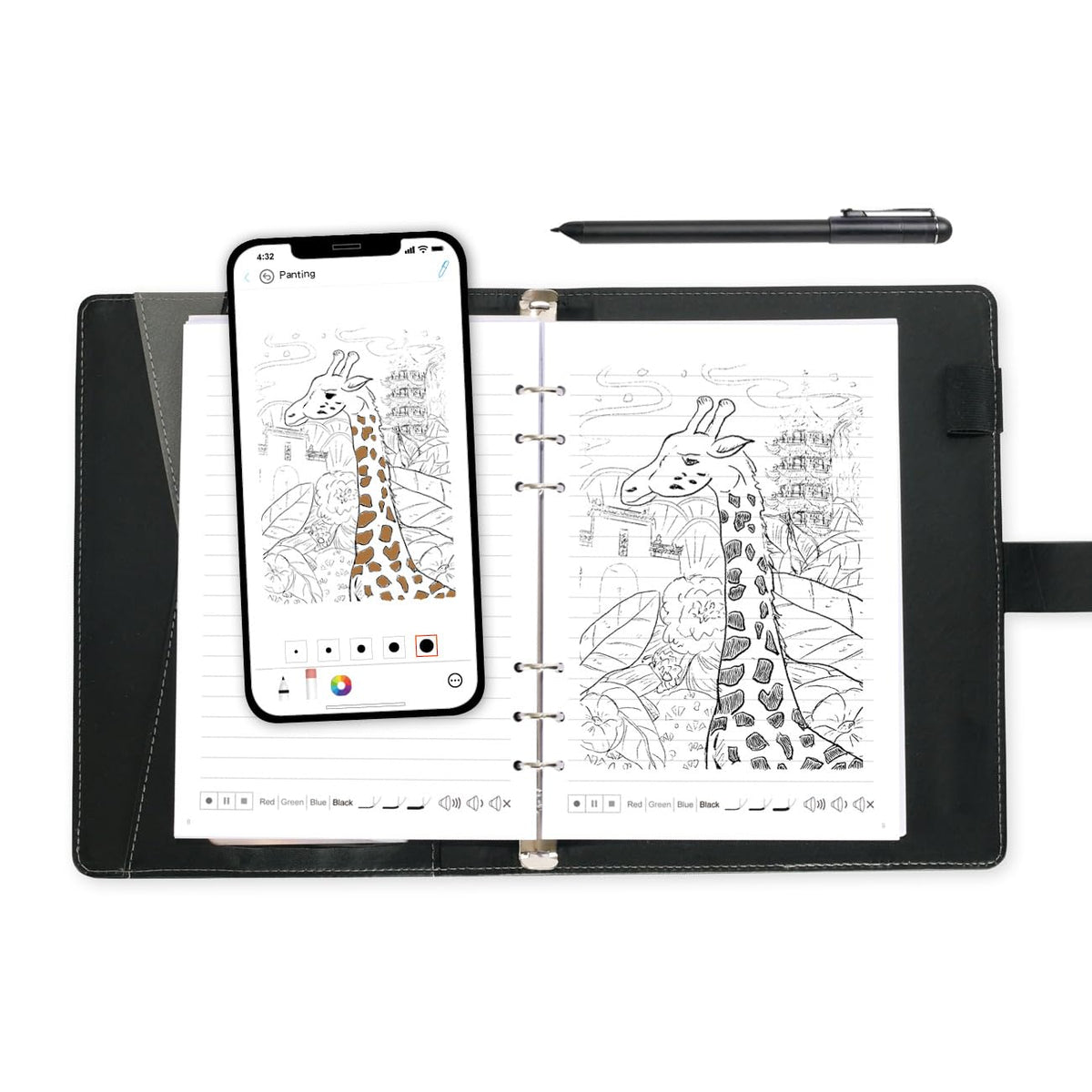 Ophaya 2 in 1 Digital Pen Smart Pen Writing Set, Includes Smartpen, Notebook, Use with Ophaya App for Notes Taking, Recording, Storing