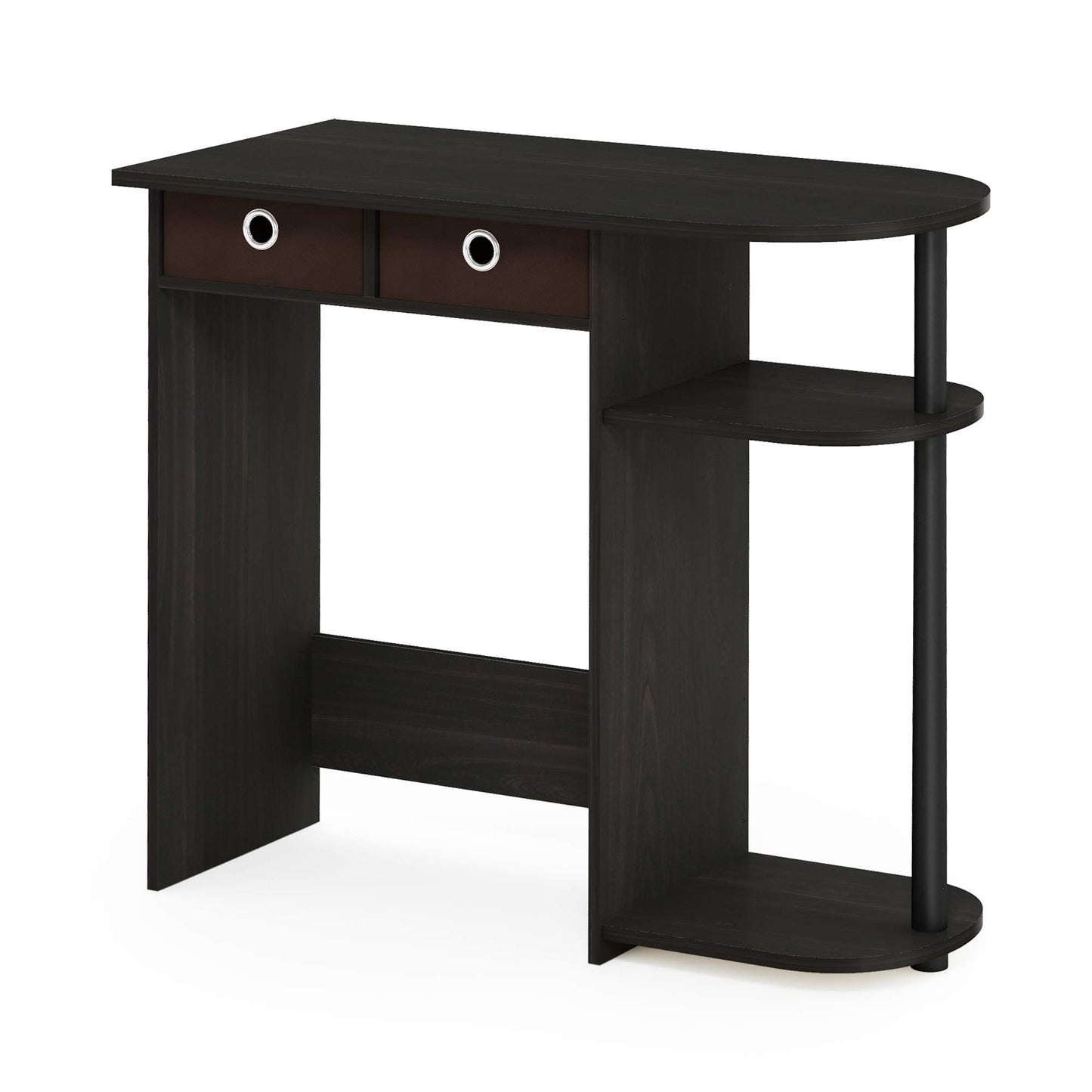 Furinno Go Green 32-Inch Black Computer Desk, Office Desk with 2 Side Shelves and Storage Bins, Rectangular Home Office Desk, Gaming Desk for Home Office, Bedroom, Study Room, Black Espresso