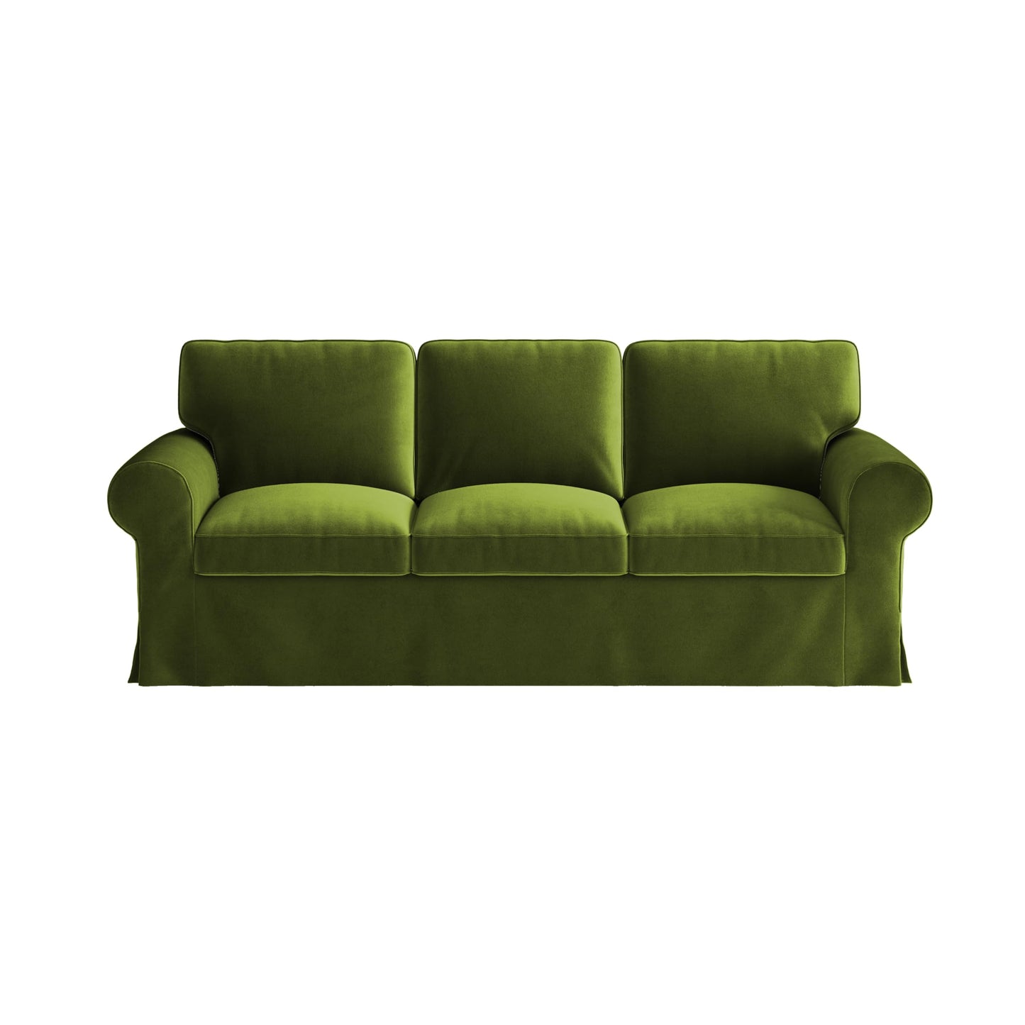 Velvet Pet-Friendly Replacement Sofa Cover Compatible for IKEA Ektorp 3 Seat Sofa Slipcovers, Couch Cover Only, 7-Piece Slipcover, Green, Couch Cover Not Include The Sofa Body