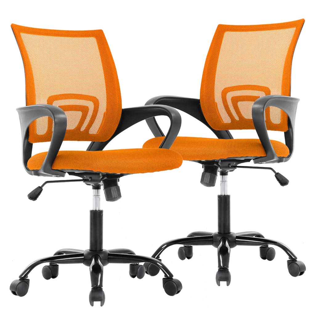 Office Chair Desk Chair Mesh Computer Chair Back Support Modern Executive Adjustable Chair Task Rolling Swivel Chair for Women,Men(2 Pack) (Orange)