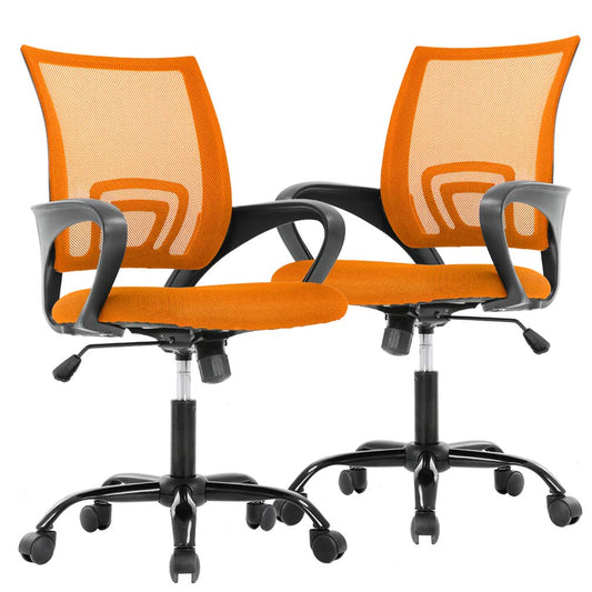 Office Chair Desk Chair Mesh Computer Chair Back Support Modern Executive Adjustable Chair Task Rolling Swivel Chair for Women,Men(2 Pack) (Orange)