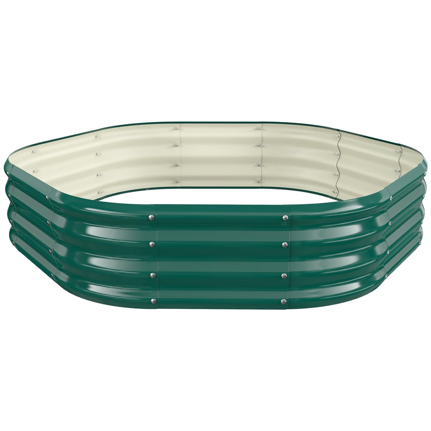 VAMFUTRE Hexagon Raised Garden Bed, 48 Inch Diagonal & 12 Inch Tall, Galvanized Steel Planter Box with Wave-Shaped Metal Panels for Outdoor Flower,Tree,Herb & Vegetable Garden (Dark Green, 4FT X 1FT)