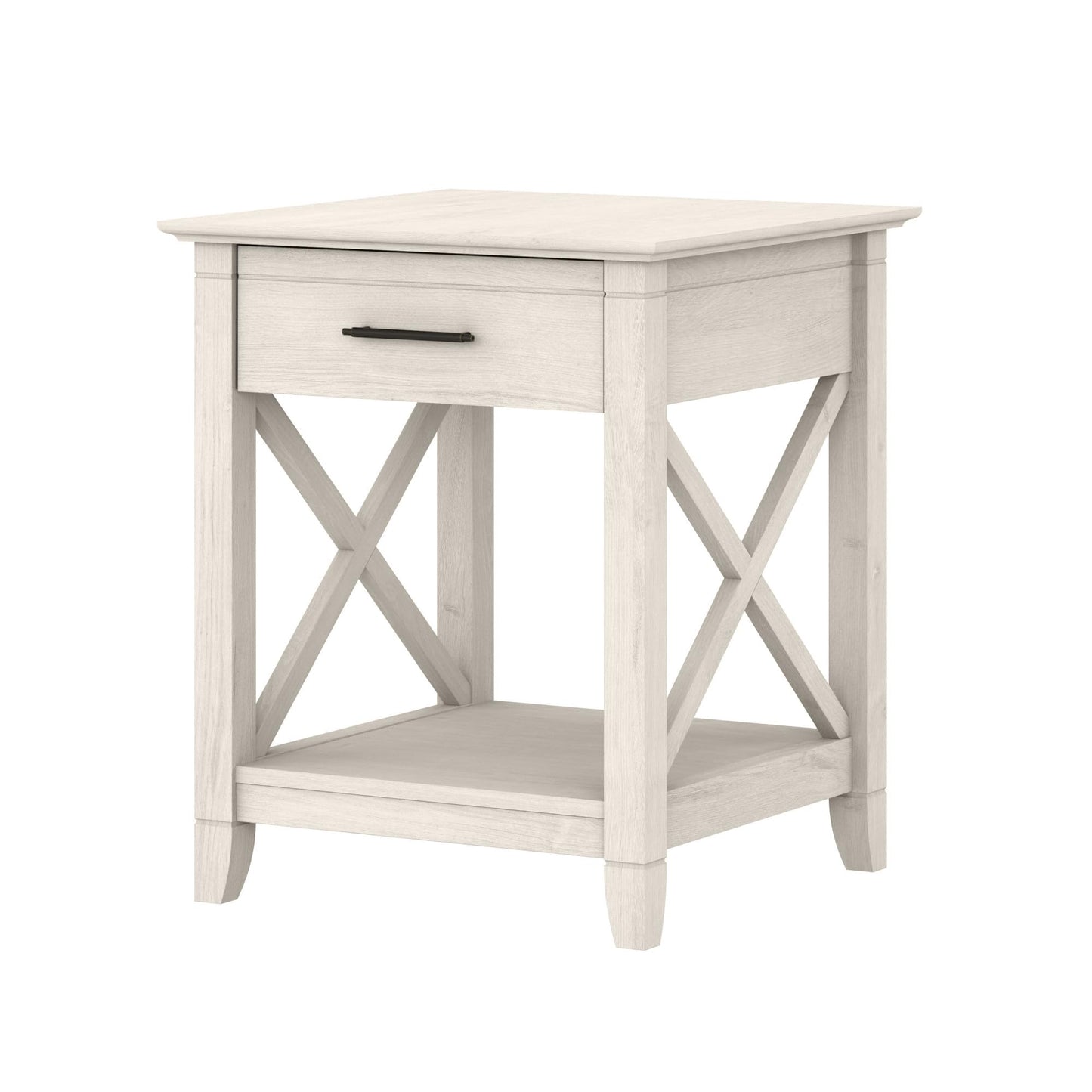 Bush Home End Table with Drawer, Nightstand with Storage, Living Room and Bedroom Furniture, Key West Collection, Linen White Oak
