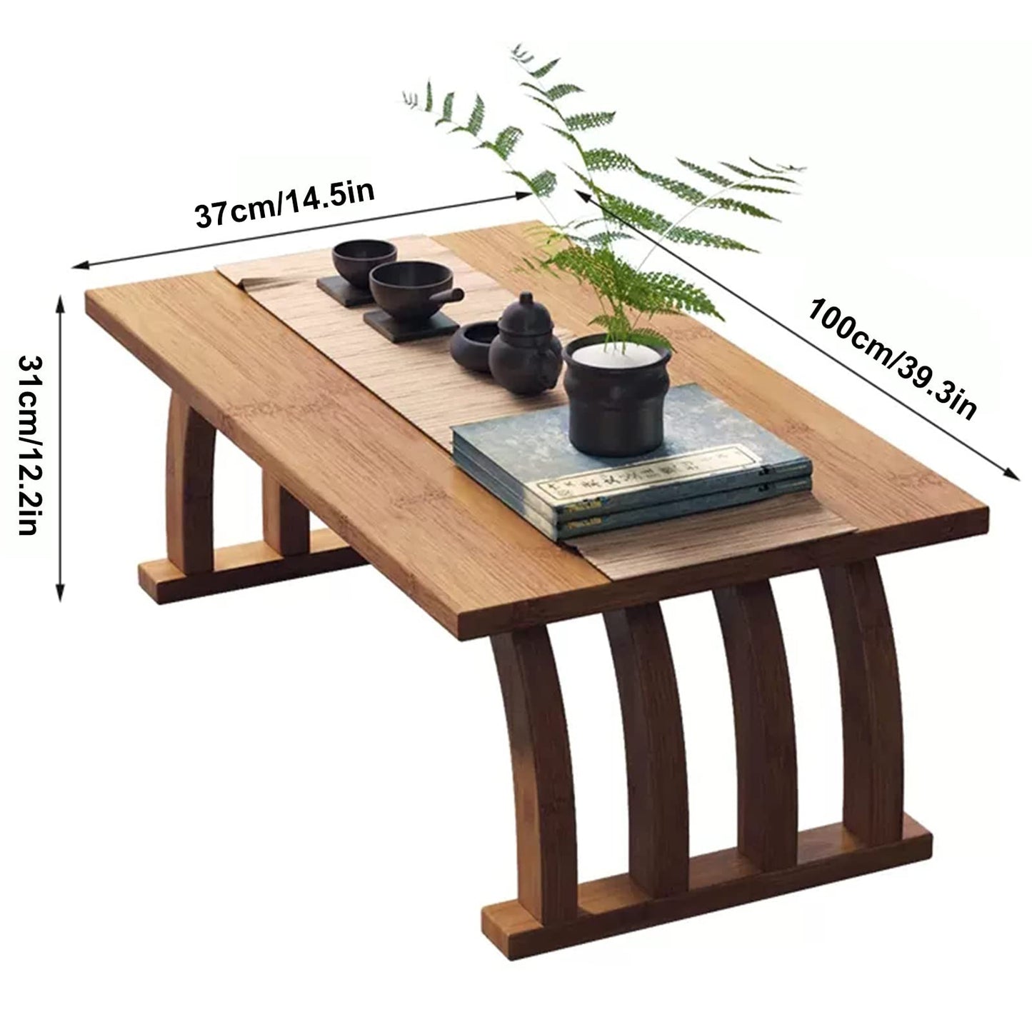 GHHDPXM Japanese Style Low Table Coffee Table Living Room Zen Floating Window Cocktail Table Brown 80x37x31cm
