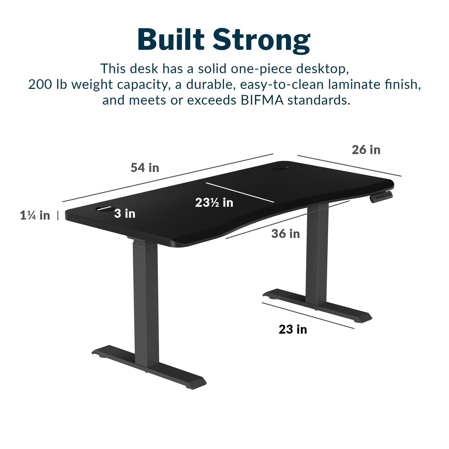 Vari Ergo 54x26 Electric Standing Desk – Height Adjustable Sit Stand VariDesk + Curved Waterfall Edge, 4 Memory Settings, Quick Assembly, Cable Management, 200 lb Capacity – Black (2 Boxes)
