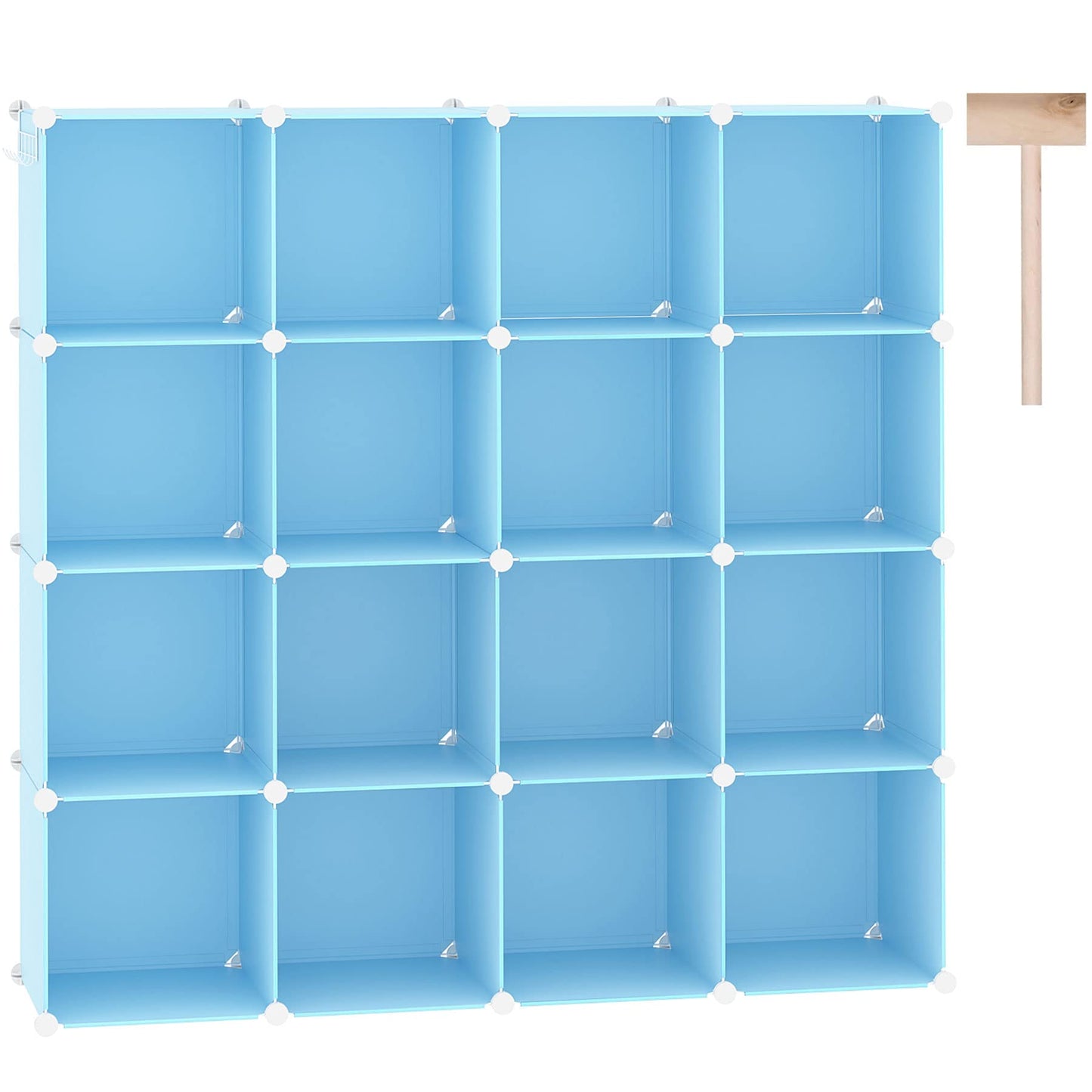 C&AHOME Cube Storage Organizer, 16-Cube Shelves Units, Plastic Storage Cubes, DIY Closet Organizer, Modular Closet Storage Shelves Ideal for Home, Bedroom, 48.4" L × 12.4" W × 48.4" H Blue UPCS16L