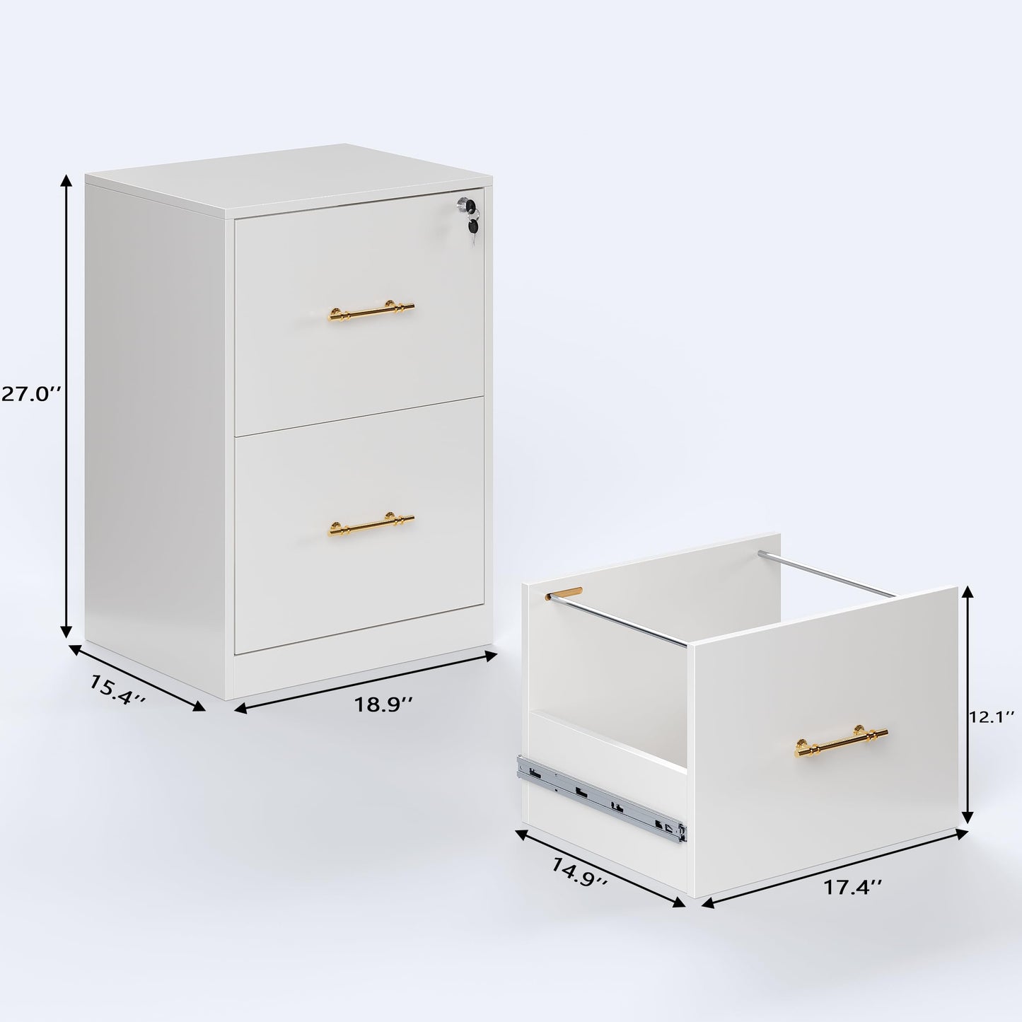GFGWXW 2 Drawer Vertical File Cabinet with Lock, Suitable for Letter/A4/F4/Legal Size Hanging Files,Small Wood Filing Storage Cabinets Printer Stand for Home Office,White