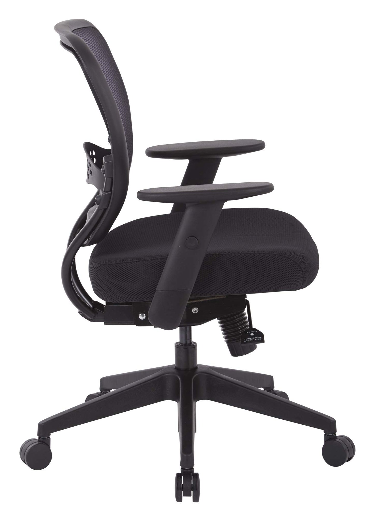 Space Seating 55 Series Air Grid Back Manager's Office Chair with Adjustable Angled Arms, Seat Slider and Angled Nylon Base, Black Fabric