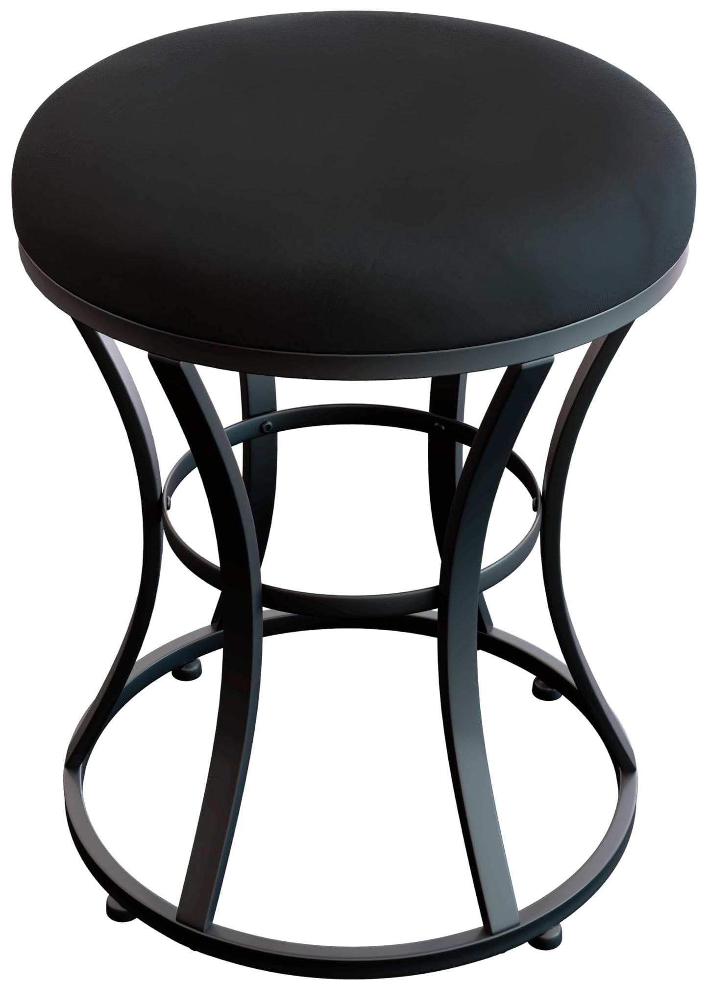 Ellensamqi Small Vanity Stool Chair, Makeup Stools for Vanity Desk, Bathroom Vanity Chair, Metallic Foot Stool for Living Room, Ottoman Foot Rest for Couch, Black Velvet, Modern Style