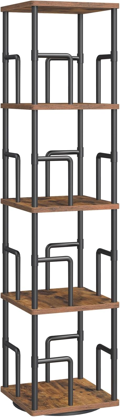 MAHANCRIS 4-Tier Rotating Bookshelf, Freestanding Corner Bookshelf, 360°