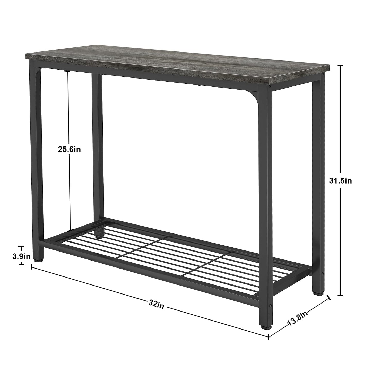 Ecoprsio Console Table Sofa Table with Mesh Shelves, 2 Tier Entryway Table Foyer Table for Entryway, Front Hall, Hallway, Sofa, Couch, Living Room, Coffee Bar, Kitchen, Grey, 32 Inch