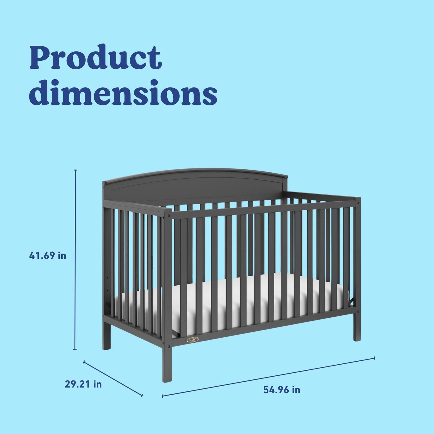 Graco Benton 5-in-1 Convertible Crib – GREENGUARD Gold Certified, Converts from Baby Crib to Toddler Bed, Daybed and Full-Size Bed, Fits Standard Full-Size Crib Mattress (Gray)