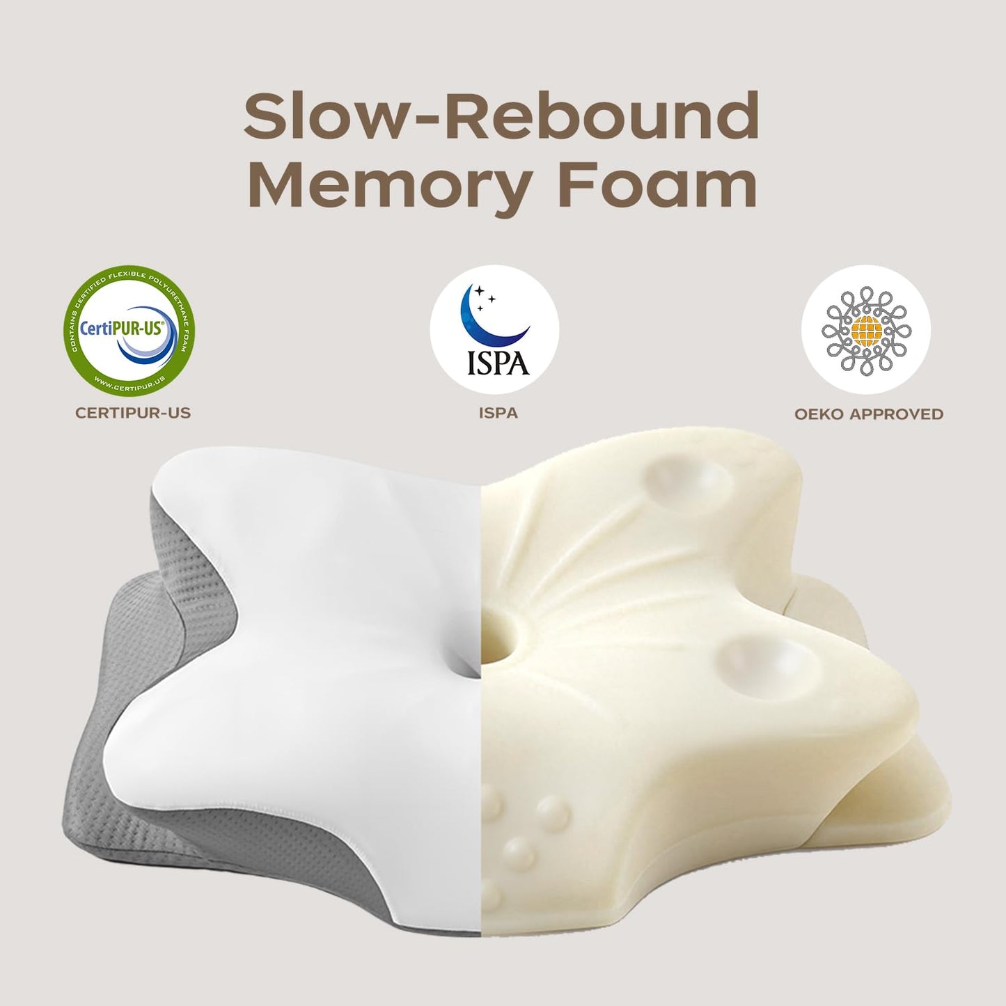 Wave Support Cooling Pillow for Neck & Back Pain Relief, Odorless Ergonomic Butterfly Memory Foam Pillows, Orthopedic Bed Pillow for Side Back Stomach Sleeper， Help to relieve pain and improve sleep