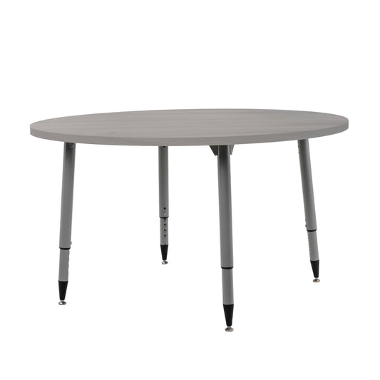 Adapte Commercial Classroom Activity Table - 48" Round Woodgrain, ADA Compliant Tapered Legs with Glides & Casters, Adjustable Height 22-34" Wheelchair Accessible, School & Office Furniture