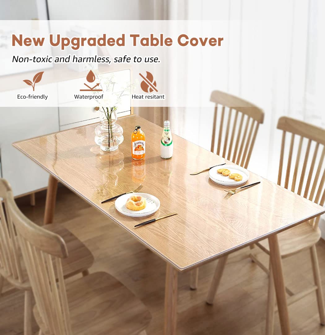 RostiKong 28 x 72 Inch Clear Plastic Dining Tablecloth Rectangle Elastic Table Protector Desk Pad Mat Wood Furniture Coffee Entryway Sofa TV Cabinet Accent Table Liner Runner Protection Carpet Cover