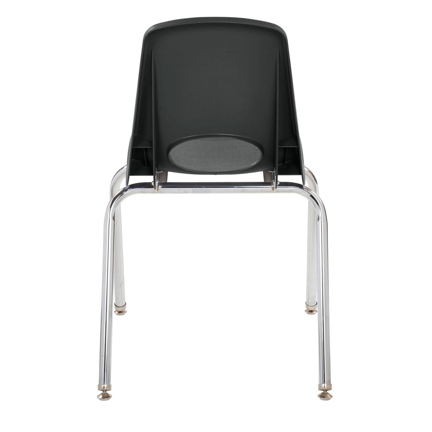 FDP 18" School Stack Chair, Stacking Student Seat with Chromed Steel Legs and Nylon Swivel Glides For In-Home Learning, Classroom or Office - Black (4-Pack), 10384-BK