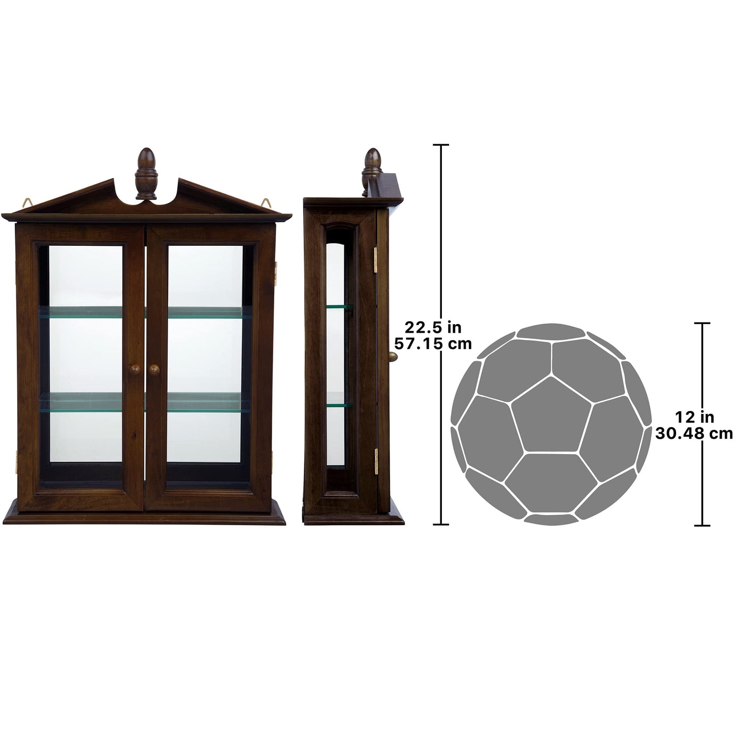 Design Toscano Amesbury Manor Glass Wall Mounted Storage Curio Cabinet, Mahogany