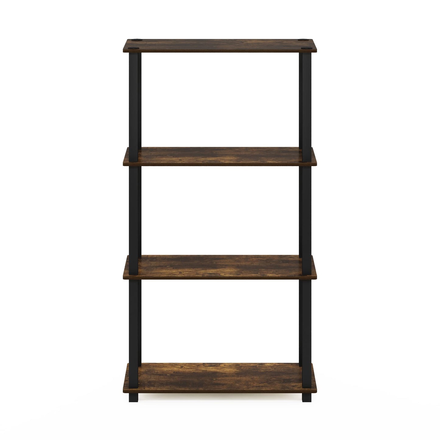 Furinno TURN-S-TUBE Storage Shelves, 4-Tier Book Shelf, Corner Shelf, Toolless Open Shelves, for Organization and Storage, Living Room, Garage, Home Office, Amber Pine