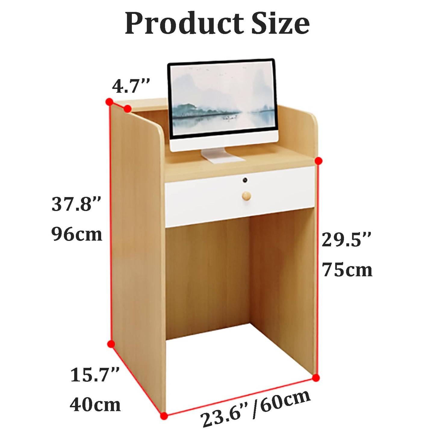 LED Lights Reception Desk with Lockable Drawers - Front Reception Counter Table for Salon Lobby Clothing Shop Hotel Office Checkout