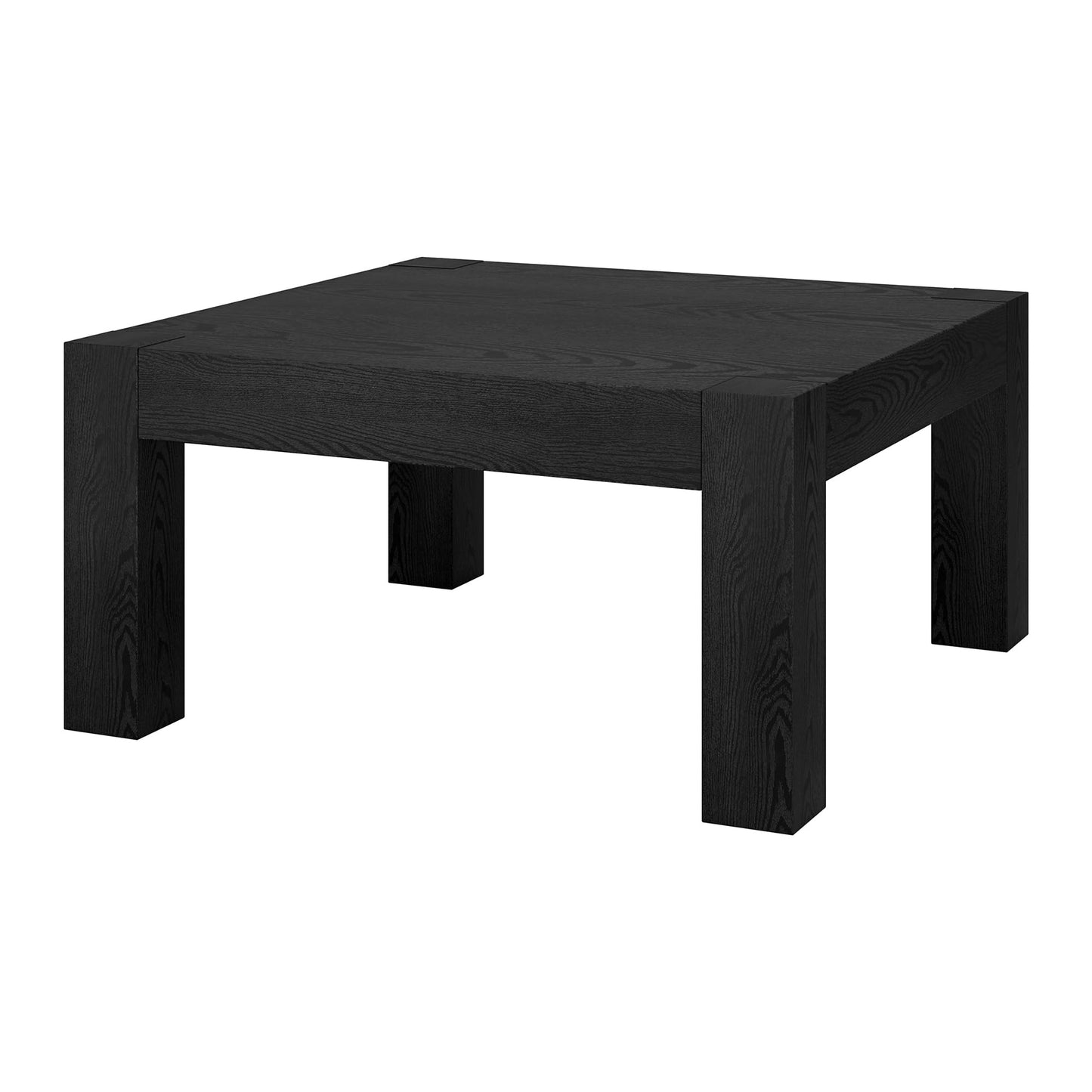 Henn&Hart 34" Square Coffee Table with Wood Top for Living Room, Family Room, Office, or Apartment, Natural Black