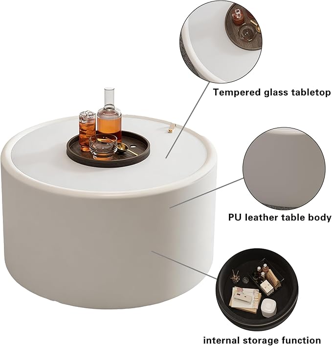 SSLine Set of 2 White Round Nesting Coffee Tables