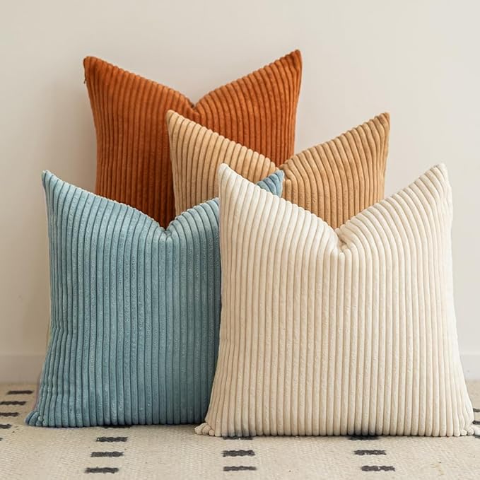 LANANAS Neutral Couch Throw Pillow Covers 18x18 Inch Set of 4 Decorative