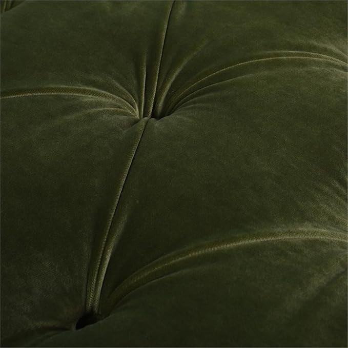 Pemberly Row Tufted Roll Arm Chaise Lounge, Olive Green Velvet Upholstery