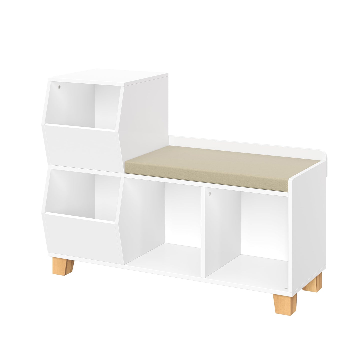 RiverRidge Kids Catch-All Toy Storage Organizer Bench with Cubbies & Toy Bins for Playroom - Cubby Organizer