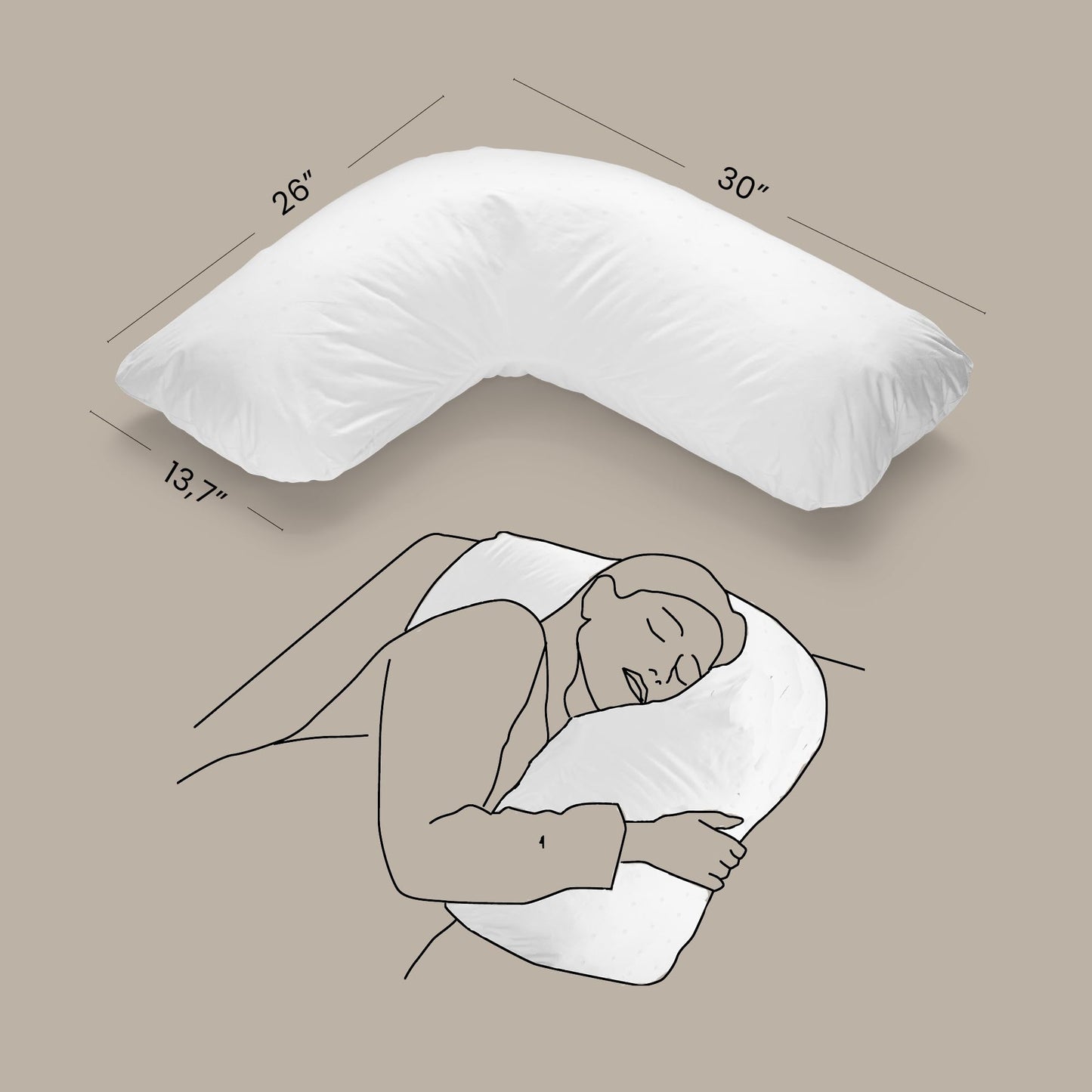 FOSSFLAKES L-Shaped Side Sleeper Pillow, Ergonomic Support, Semi-Firm