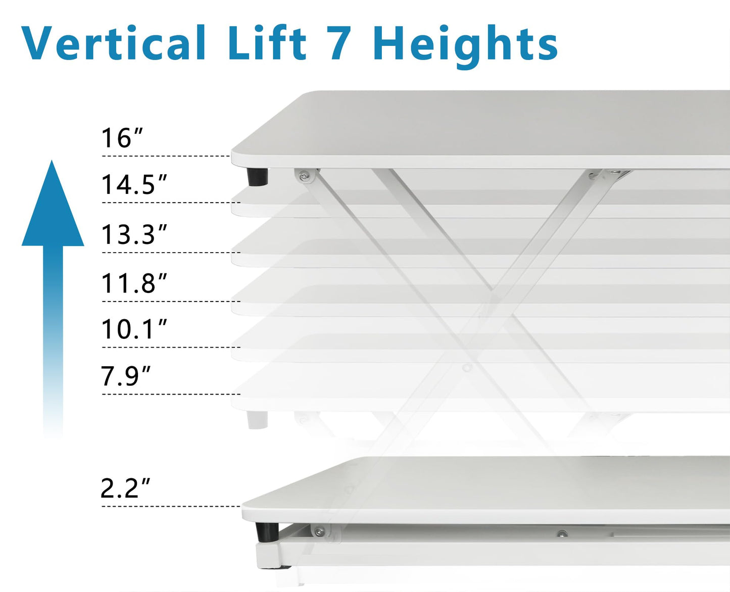 Aconcept Extra-Slim 24 x 14 inch White Lift Standing Desk Converter, Manual Adjustable Height Sit Stand up Desk Riser, Compact for Monitor or Laptop Workstation