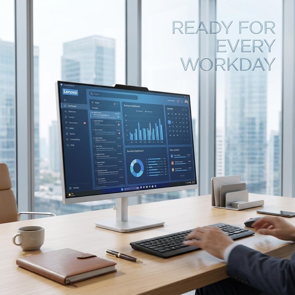 Lenovo All-in-One Desktop Computer, AIO 24 with Intel Core i3-N305, 16GB RAM, 512GB SSD, Office 365 for the Web, for Home Daily use and Remote Work, Video Streaming & Photo Editing, Windows 11 Home