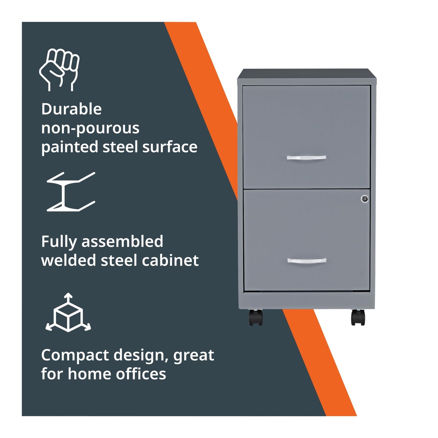 Lorell LYS Chrome Pull F/F Mobile File Cabinet, Silver