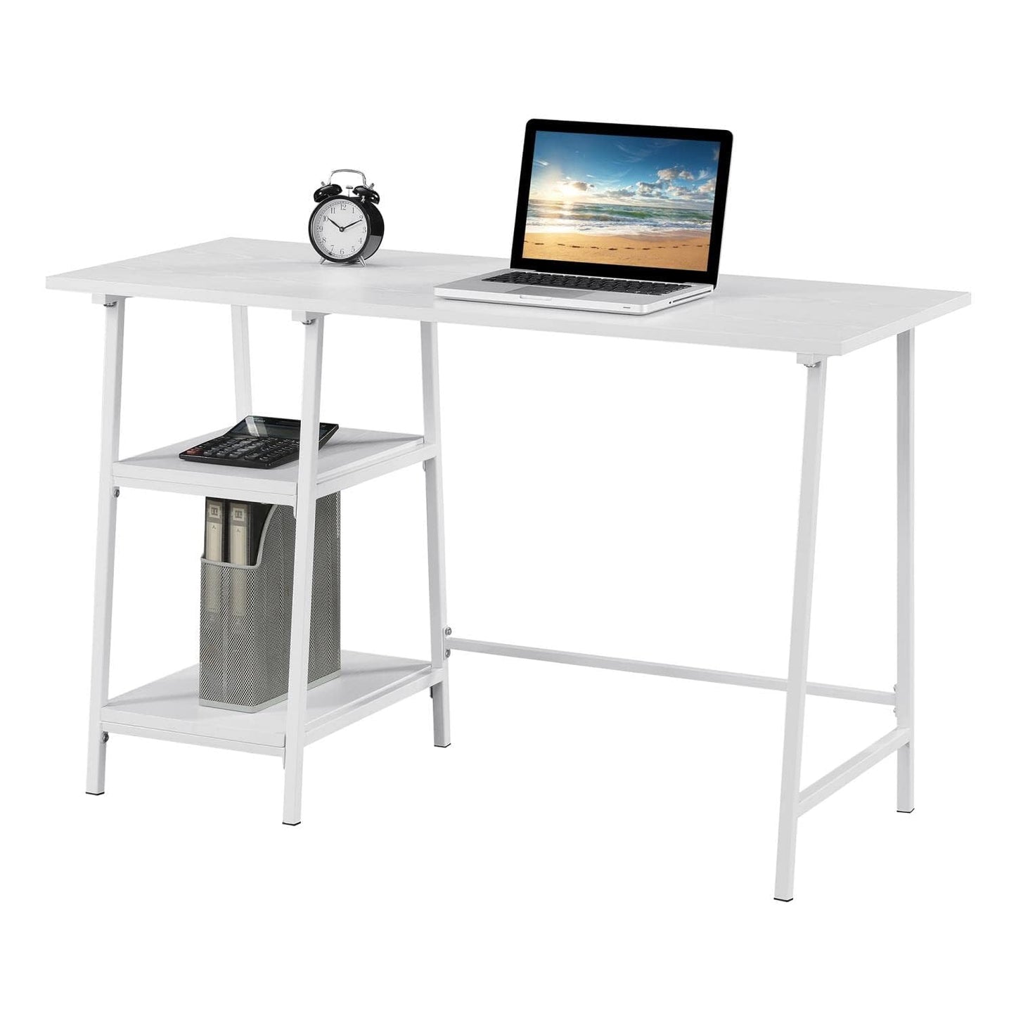 Convenience Concepts Designs2Go Trestle Wood Metal Desk, White/White