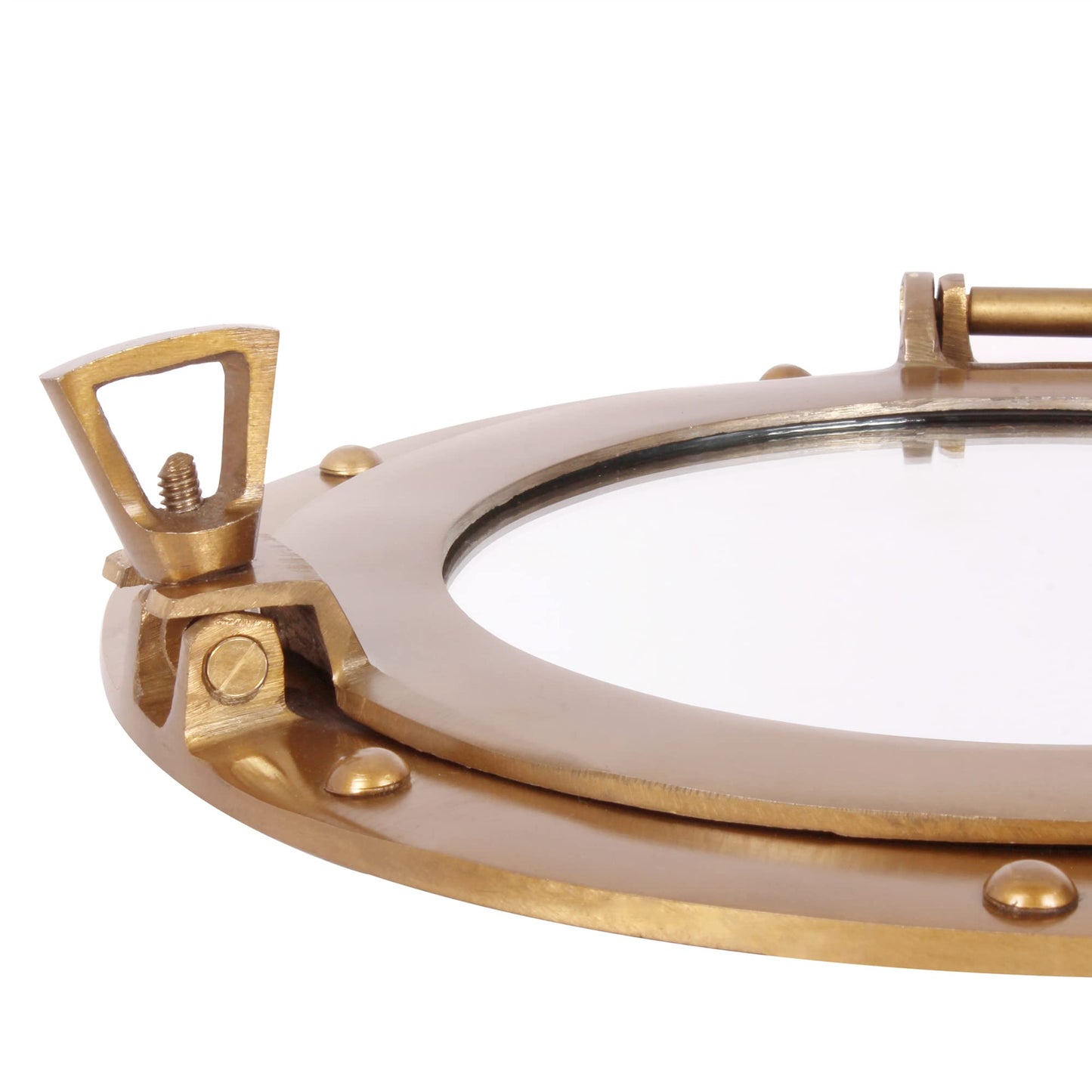 Handcrafted Trading Co. 11 Inch Nautical Aluminum Ship Porthole Mirror Antique Finish – Large Decorative Hanging Wall Mirror for Bathroom Living Room Office Decor
