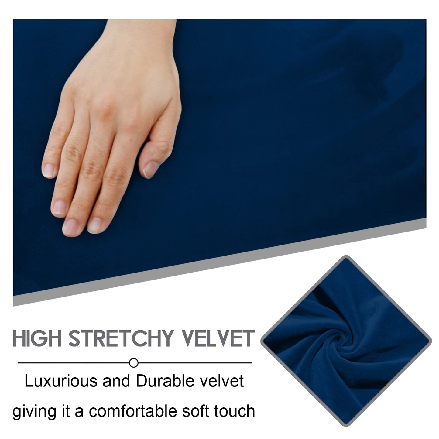 ULTICOR Velvet 8-Pieces Recliner Sofa Covers Stretch Reclining Couch Covers for 3 Cushion Reclining Sofa Slipcovers Furniture Covers Thick Soft Washable (3 Seater Recliner Cover, Navy)
