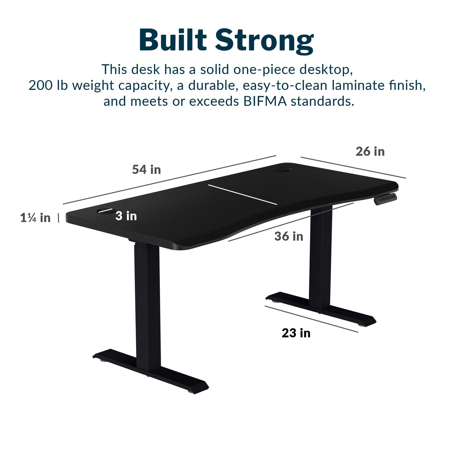 Vari Ergo 54x26 Electric Standing Desk + Height Adjustable Sit-Stand Desk + Curved Waterfall Edge, 4 Memory Settings, Quick Assembly, Cable Management, 200 lb Capacity – Black/Black Legs(2 Boxes)