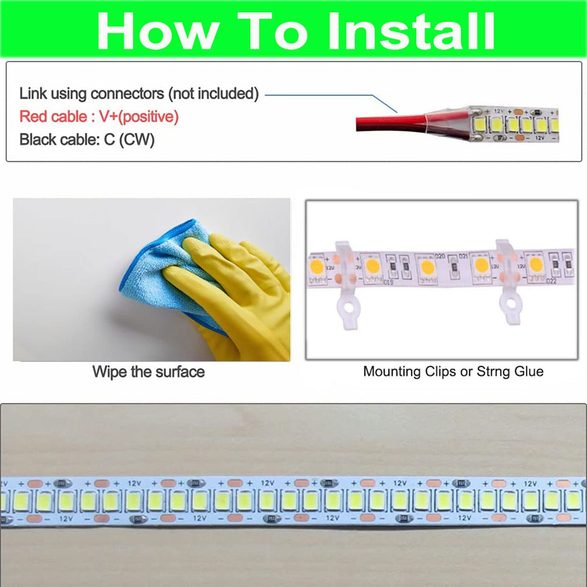 SUYOOULIN LED Strip Lights, SMD 2835 LED Strip, DC12V 1200LEDs 16.4Ft 26000LM High Density LED Light Strips Tube Waterproof IP67, 3 Times Brightness Than SMD3528 LED Strip, Green