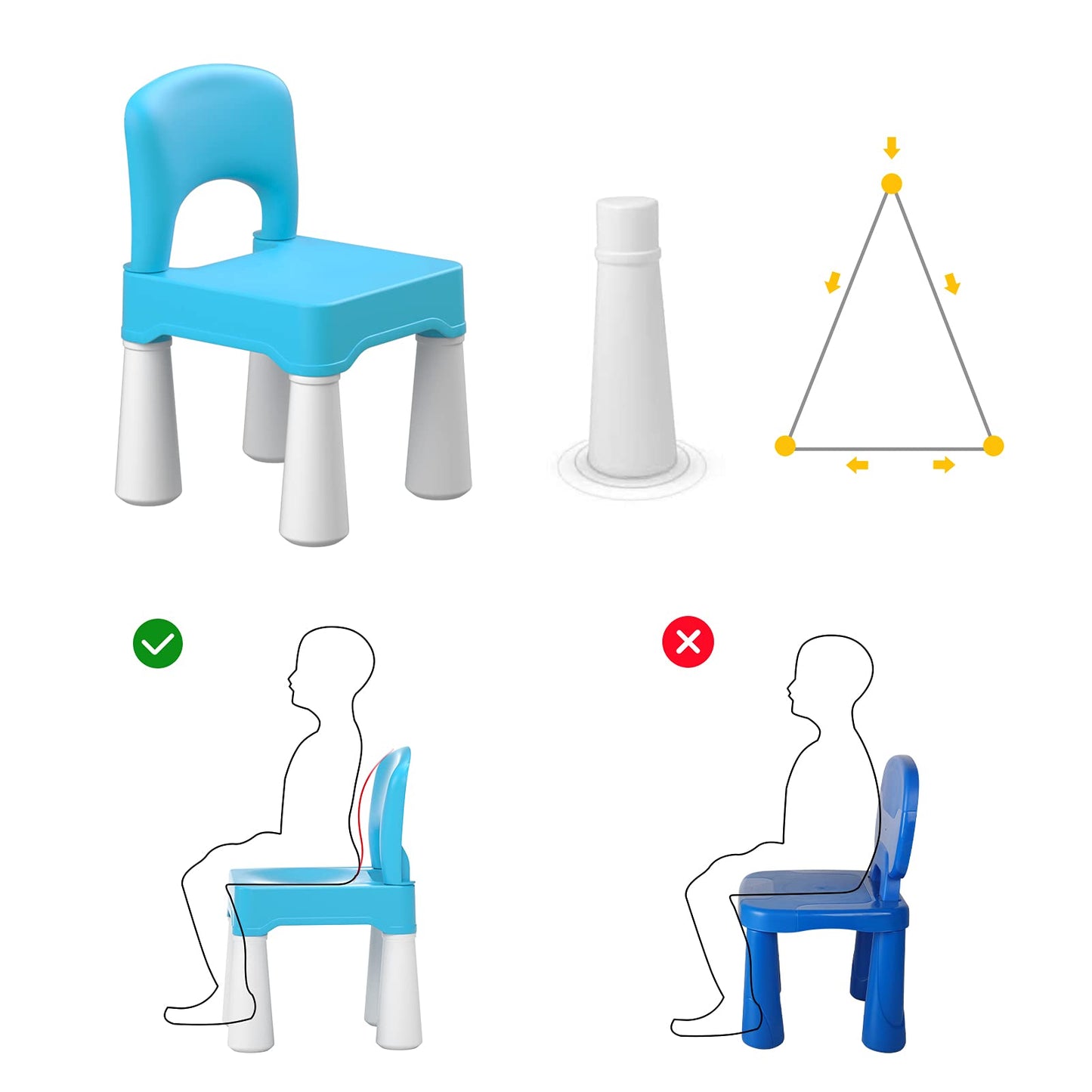 burgkidz Toddler Chair for Kids Ages 2-4, Plastic Kids Chair with 9.3" Seat Height, Lightweight & Durable, Easy-Clean for Indoor/Outdoor Use, Favorite Calming Blue for Boys Girls