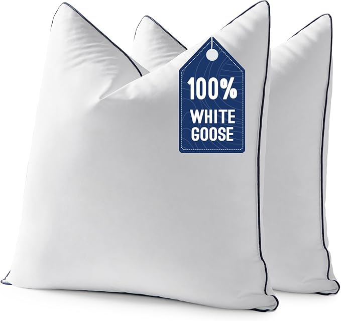 MIULEE Goose Feather Down 24x24 Pillow Insert Set of 2