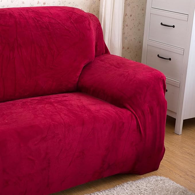 vctops 1-Piece Velvet Plush Stretch Loveseat Sofa Slipcover