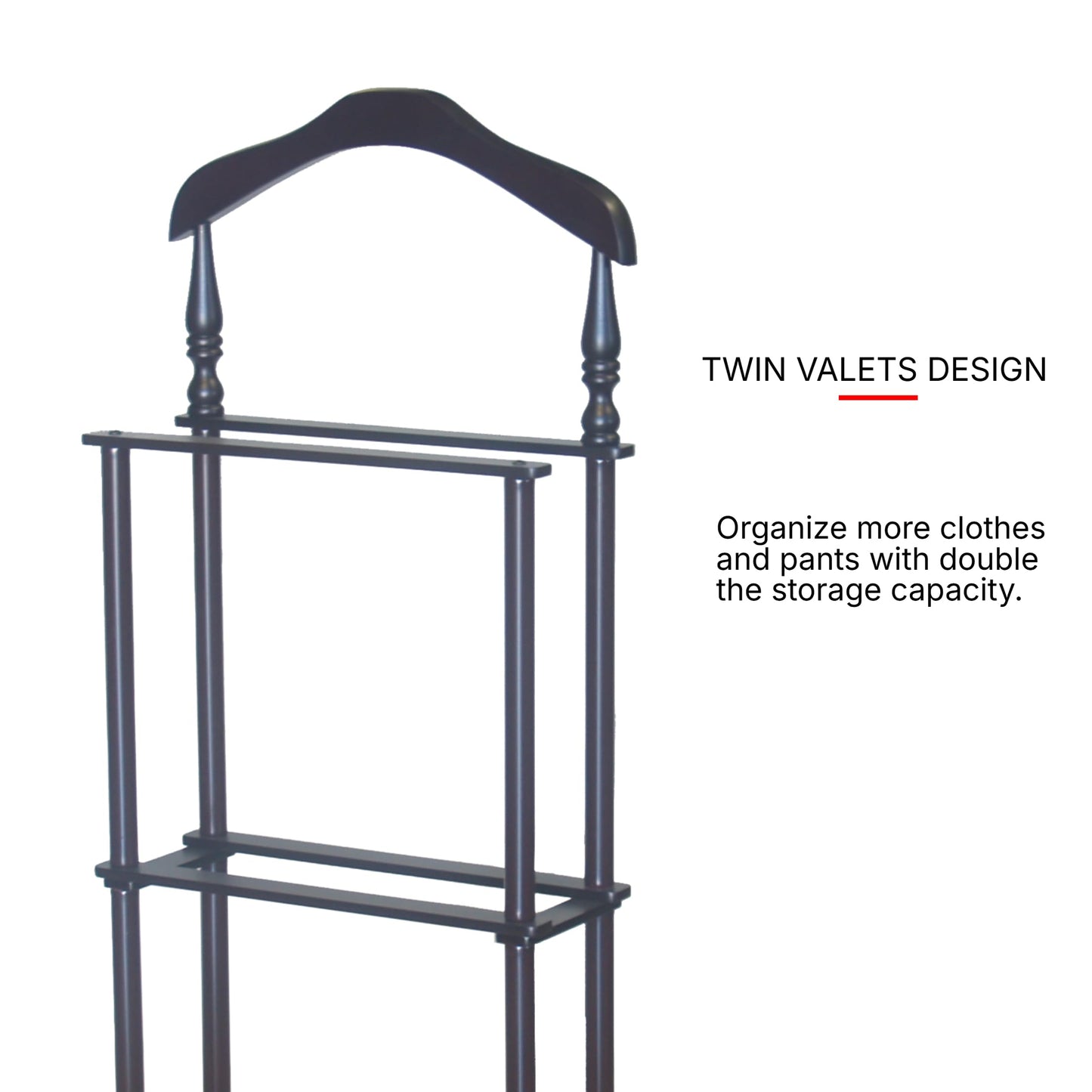 Proman Products Sakura Twin Valet with Wooden Hanger, Trouser Bar & Tie Bar, Walnut