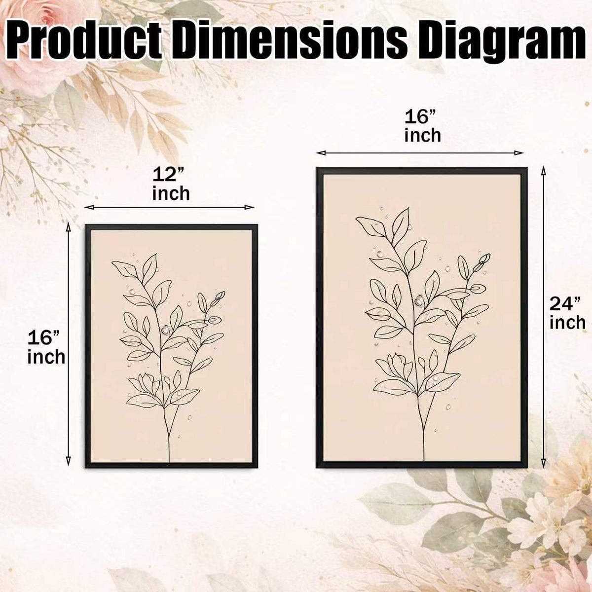 CHTEXA Minimalist Botanical Wall Art Set Of 3 Framed Canvas Prints Neutral Beige Plant Line Art Decor For Living Room Bedroom Bathroom Office 12x16 Inch