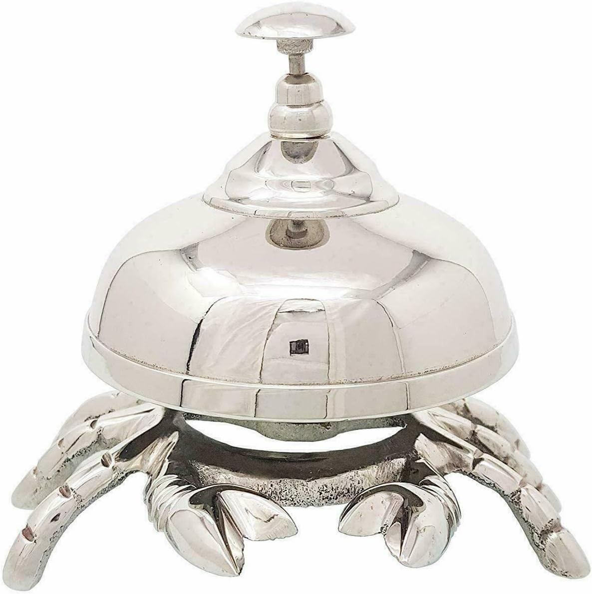 Generic Vintage Solid Brass Crab Desk Bell - Antique Design, Silver Finish, Loud Reception Bell for Teachers, Hospital & Hotel Reception