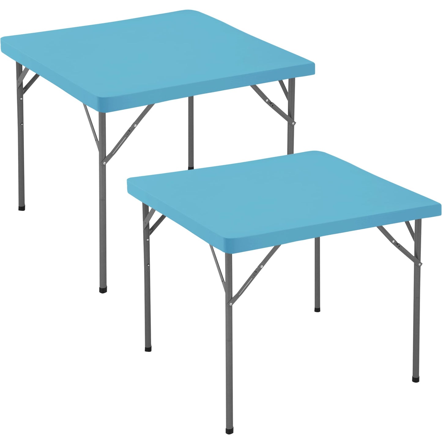 Enjoyidea Square Fitted Tablecloth 34x34 Inch-2 Pack Light Blue Card Elastic Spandex Table Cover-Small Stretch Folding Table Cloths Topper Cap for Kitchen Dining Picnic Patio Outdoor Party Tables