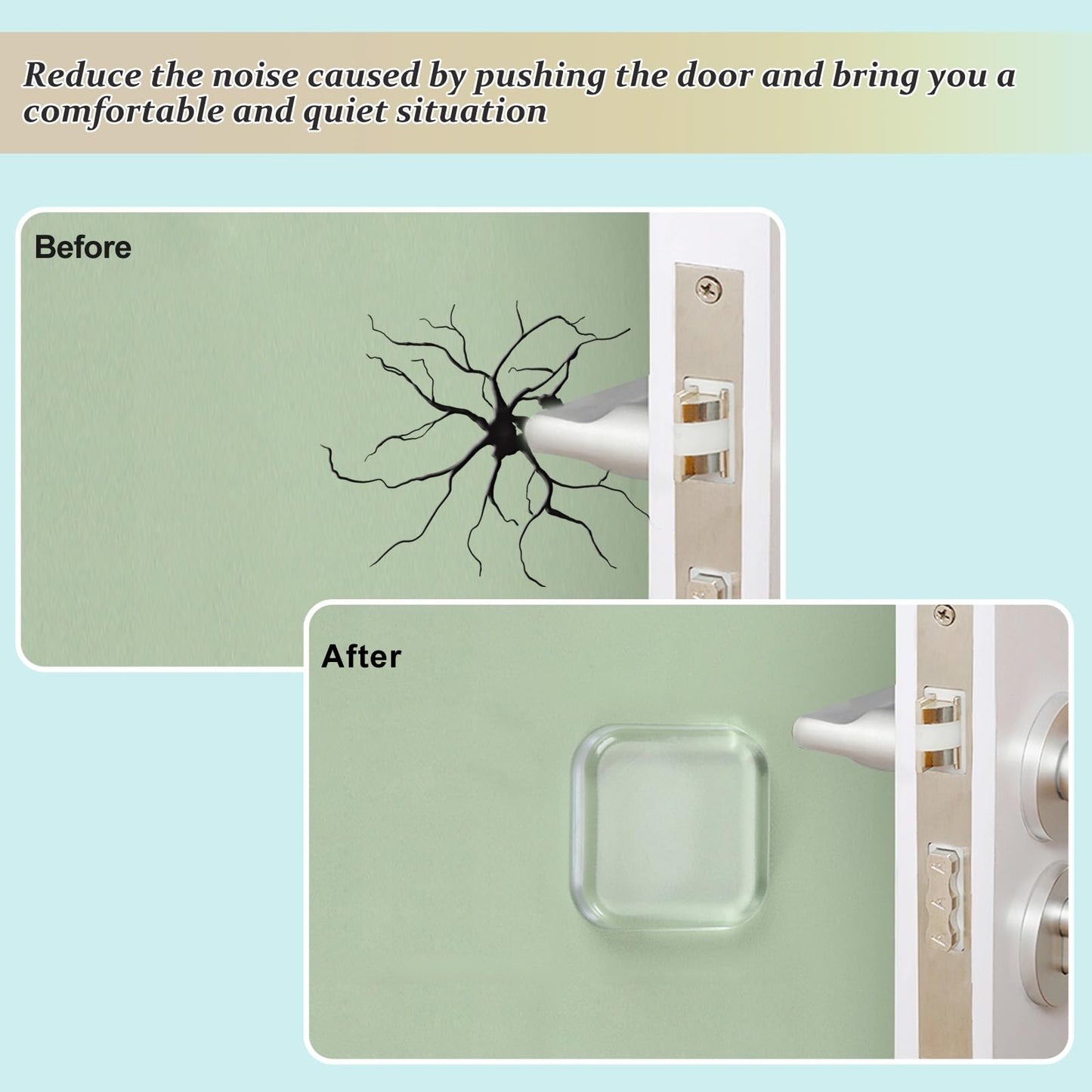 Door Stopper Wall Protector, Wall Shield Bumper Guard from Door Knobs,Sturdy Self Adhesive,Soft and Transparent,Washable Reusable Shock Absorbent Gel for Home Office (6, Transparent)