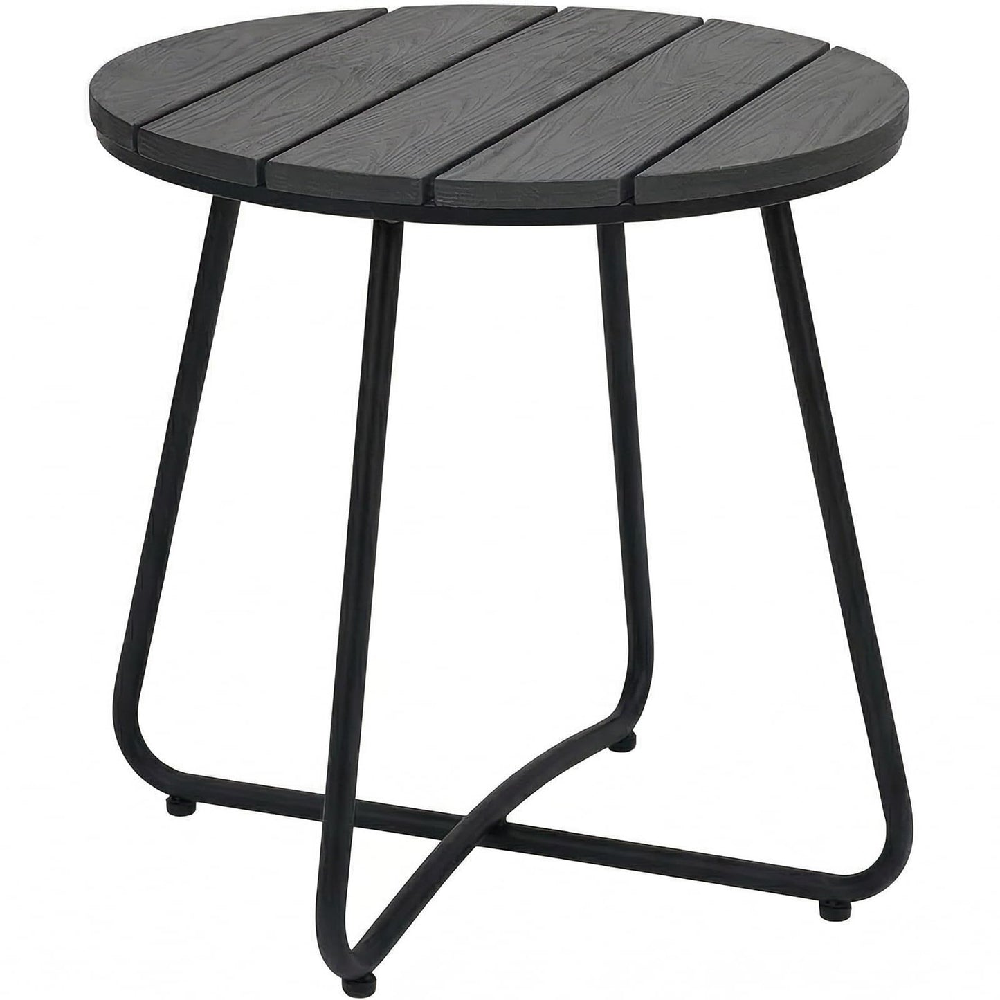 danpinera Outdoor Side Tables, HDPS Patio Table with Metal Legs, 18 Inch Outdoor Small Round Table for Garden, Backyard, Porch, Deck, Balcony, Poolside