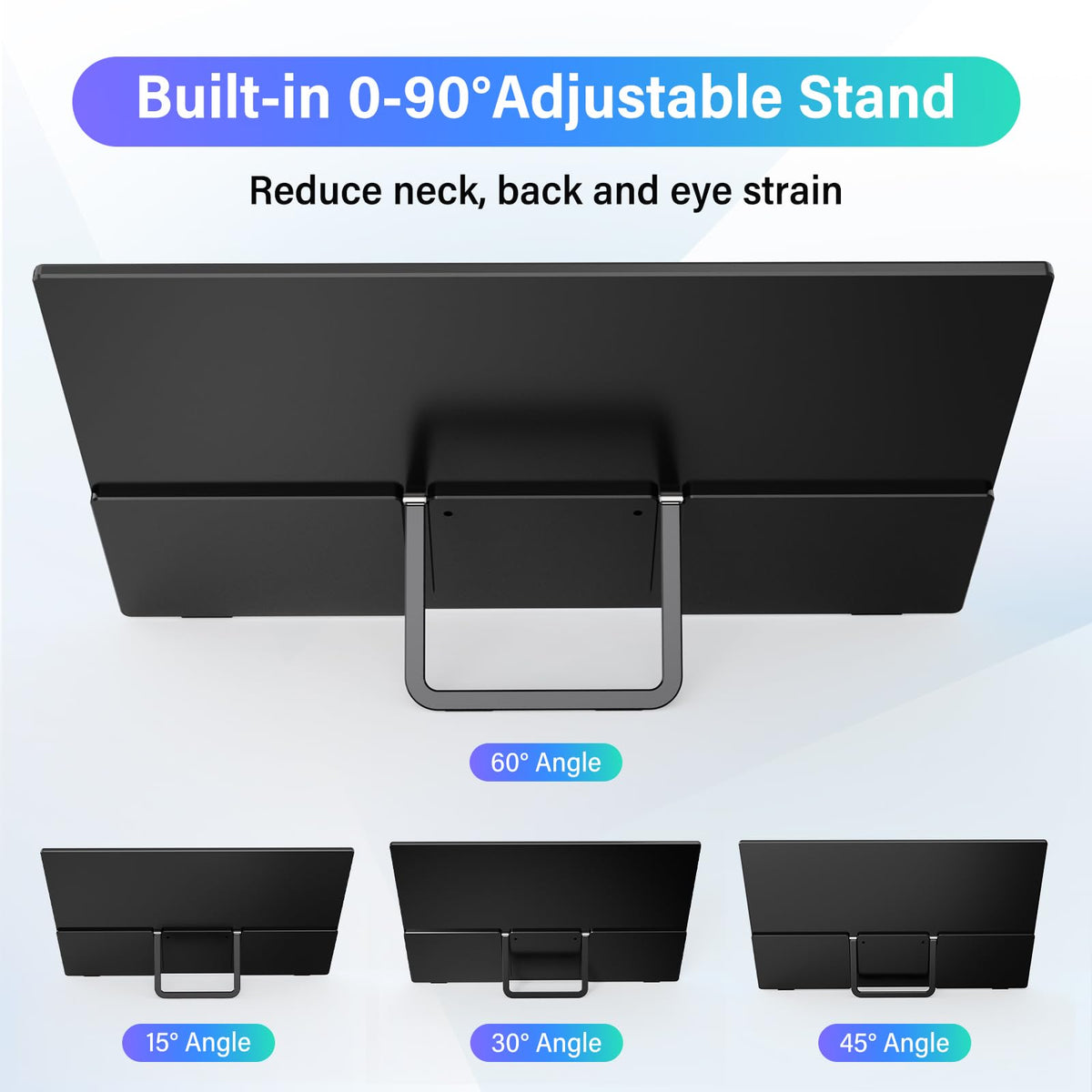 InnoView 15.6'' Portable Monitor for Laptop FHD 1080P USB-C Travel Monitors Built-in 90° Adjustable Stand Without Bag, HDR IPS Portable Laptop Monitor for MacBook PC Phone Xbox PS4/5 Switch
