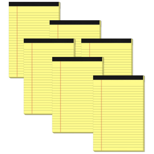 Yellow Note Pads 5x8 Small Legal Pads College Ruled Notepad for Office 6 Pack Yellow Writing Pads 5x8 Narrow Ruled Paper Pads 25 Lines 80 GSM Paper Tablets 5x8" Lined Notepads With 30 Sheets Per Pad
